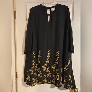 Women’ Size Large Beige by Eci Chiffon Embroidered Swing Dress *FINAL PRICE